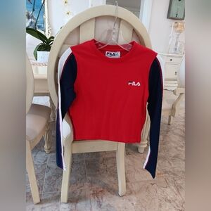 New Designer FILA Size XS Red & Black Crop Top